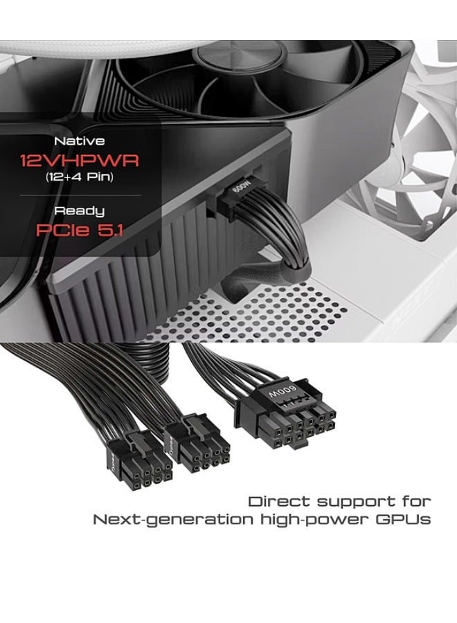Tortox Tortxo GX1050 1050 Watts 80+ Gold Full Modular PCI-E 5.1 Gaming PC Power Supply, Japanese 105°C Capacitors - Image 2