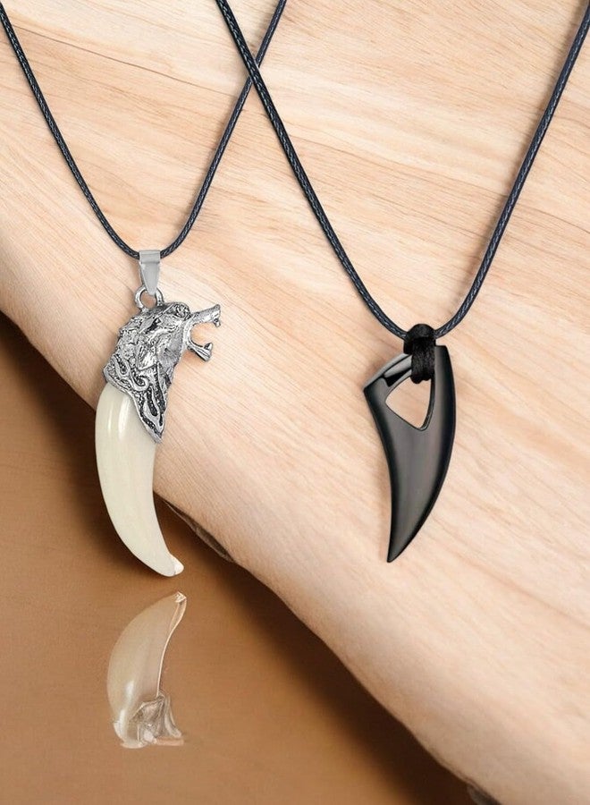 fabula Jewellery Combo of 2 Black & White Pendant Necklace - Animal Design For Men & Boys (MPFQ8-NSSK100_Z1)- For Men & Boys Stylish Latest - Image 2