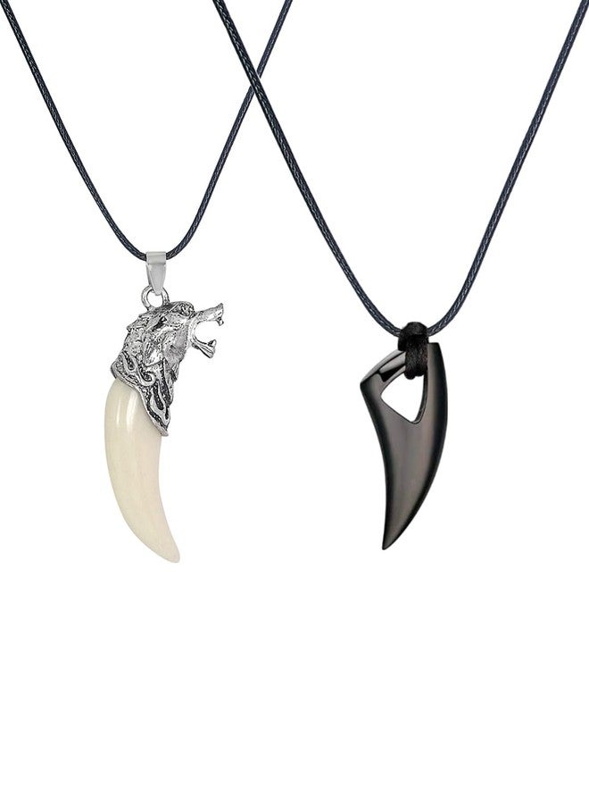fabula Jewellery Combo of 2 Black & White Pendant Necklace - Animal Design For Men & Boys (MPFQ8-NSSK100_Z1)- For Men & Boys Stylish Latest - Image 1