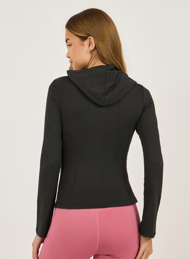 Styli Basic Hooded Thumbhole Detail Long Sleeves Top  - Image 4