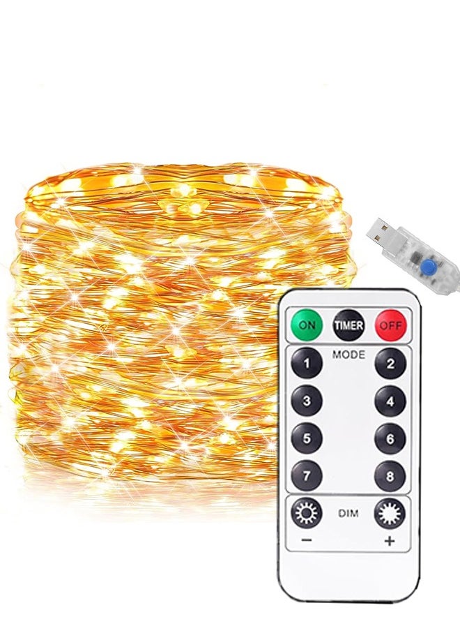 Lemon - 10mtr 100 LED Twinkle String Lights, USB Fairy Lights Plug in,  with Remote and Timer 8 Modes Waterproof Copper Wire Starry Lights for Indoor Outdoor DIY Party Bedroom Living Room Decorations - Image 1