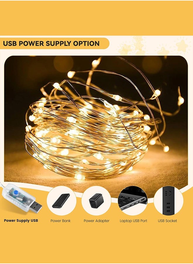 Lemon - 10mtr 100 LED Twinkle String Lights, USB Fairy Lights Plug in,  with Remote and Timer 8 Modes Waterproof Copper Wire Starry Lights for Indoor Outdoor DIY Party Bedroom Living Room Decorations - Image 1
