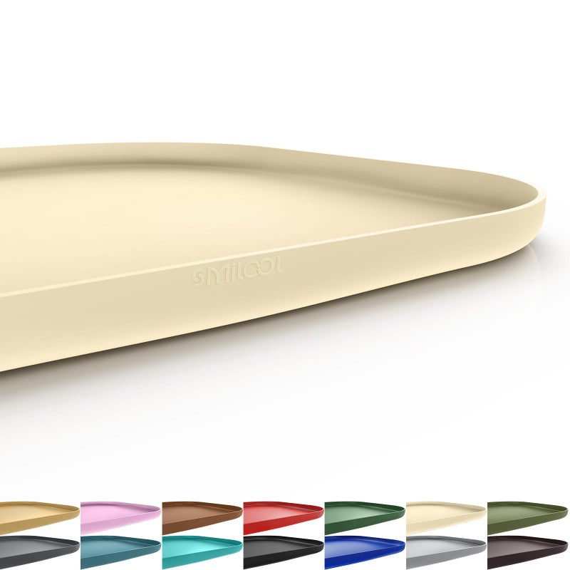SMILOOL Silicone Pet Feeding Mat with Raised Edge for Food and Water, Dog Bowl Mats, Cat Bowls Placemat with High Lip for Floor Waterproof, Rubber Tray for Cats and Dogs 22 x 14 x 0.8 White Sand (Yellow Cast) - Image 1