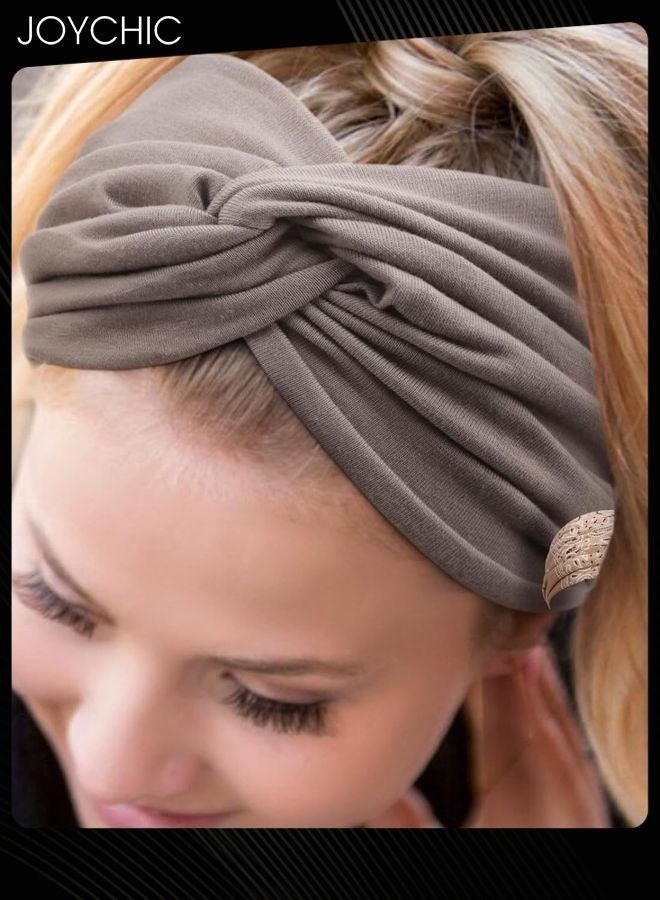 Joychic 4 Pcs Yoga Sport Hair Band Women's Wide-brim Cotton Elastic Head Wraps Knotted Hair Band Accessories - Image 2