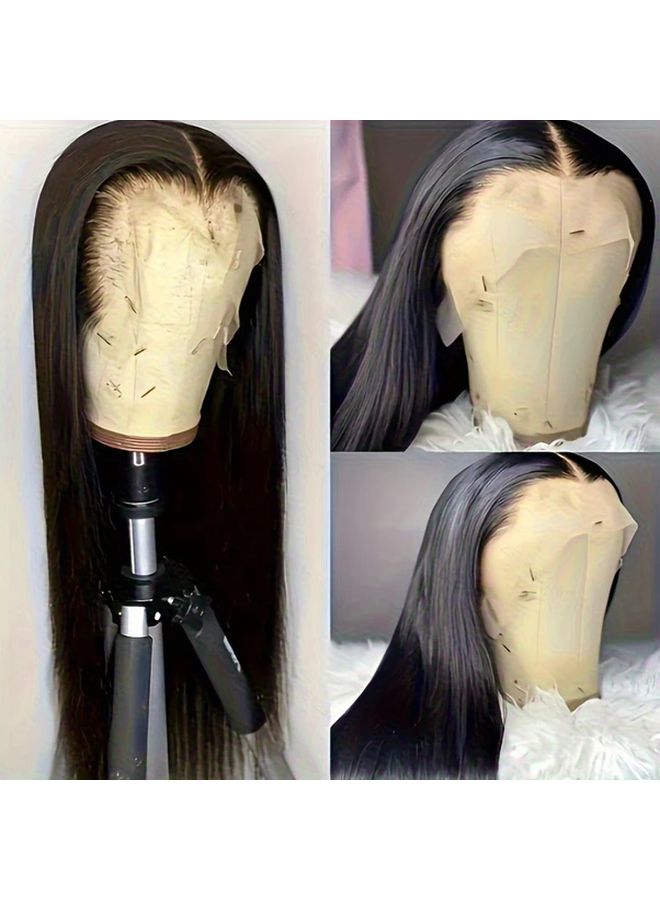 أسود 28 بوصة شعر مستعار أمامي مزيف طبيعي مستقيم خالي من الغراء - Image 5