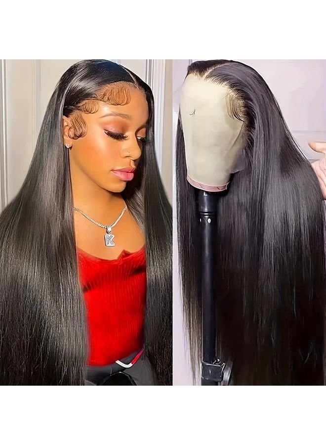 أسود 28 بوصة شعر مستعار أمامي مزيف طبيعي مستقيم خالي من الغراء - Image 1