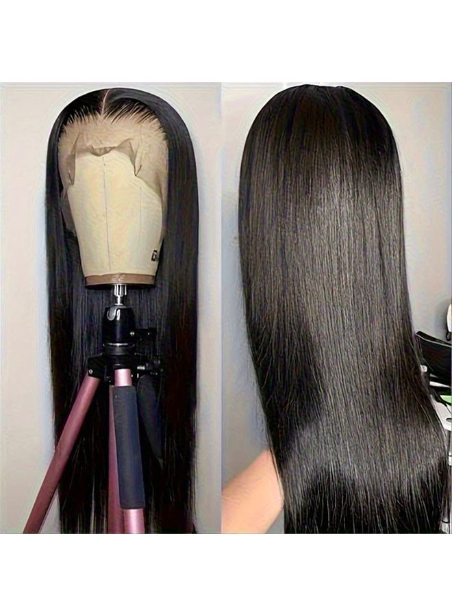 أسود 28 بوصة شعر مستعار أمامي مزيف طبيعي مستقيم خالي من الغراء - Image 2