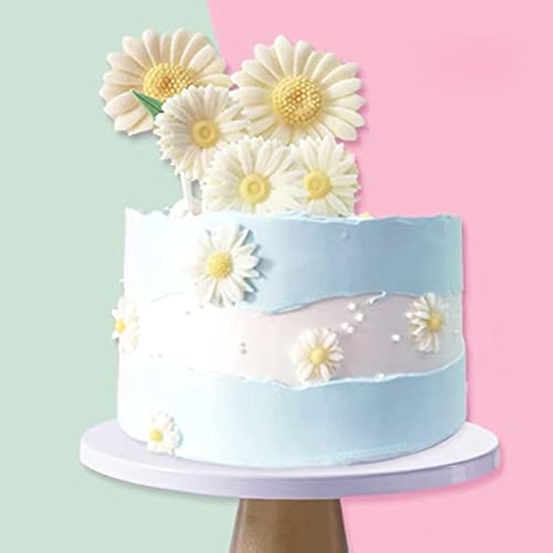 6 قطع من قوالب السيليكون ثلاثية الابعاد على شكل زهرة الاقحوان، قوالب خبز كيك فوندان على شكل زهور، قالب حلوى الشوكولاتة لحفلات استقبال المولود الجديد وتزيين الكيك والصلصال ومشاريع صناعة الصابون، 6 قطع - Image 4