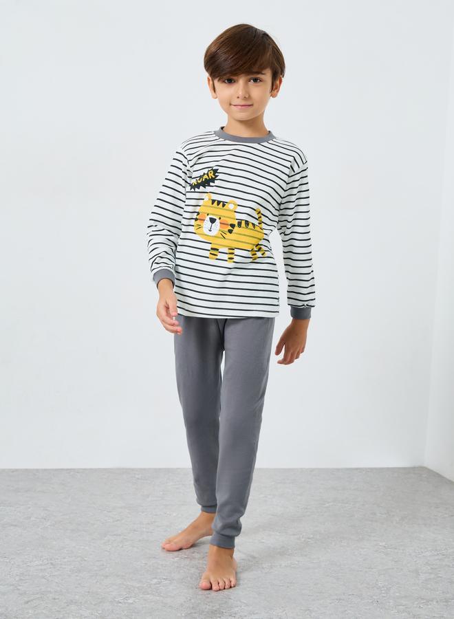 Styli Boys Tiger Graphic T-Shirt and Pyjama Set - Image 1