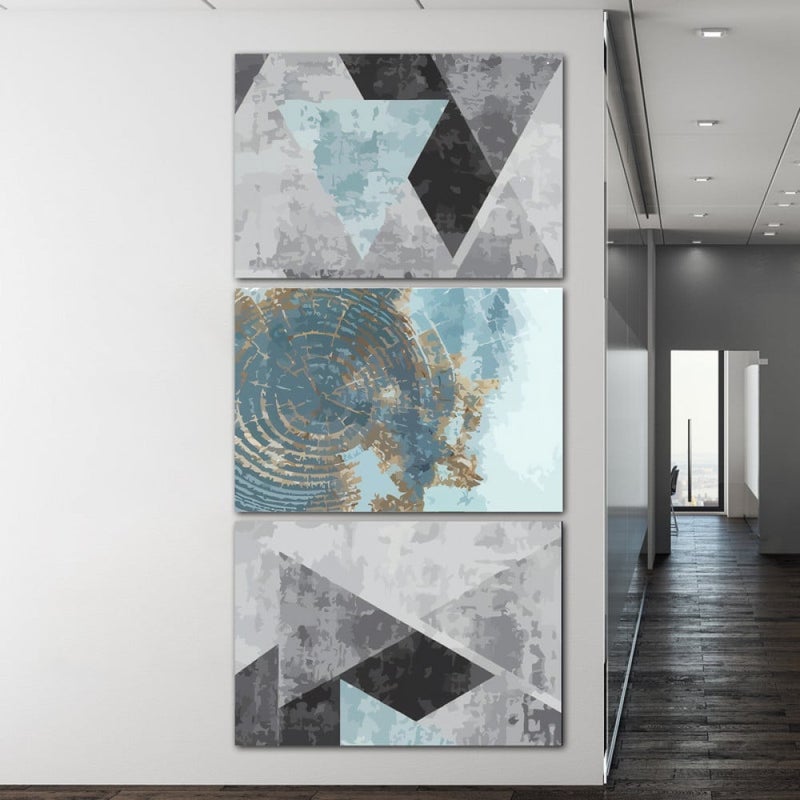 Marktna Three abstract canvas paintings with a hollow frame, measuring (150×70), three pieces - Image 1