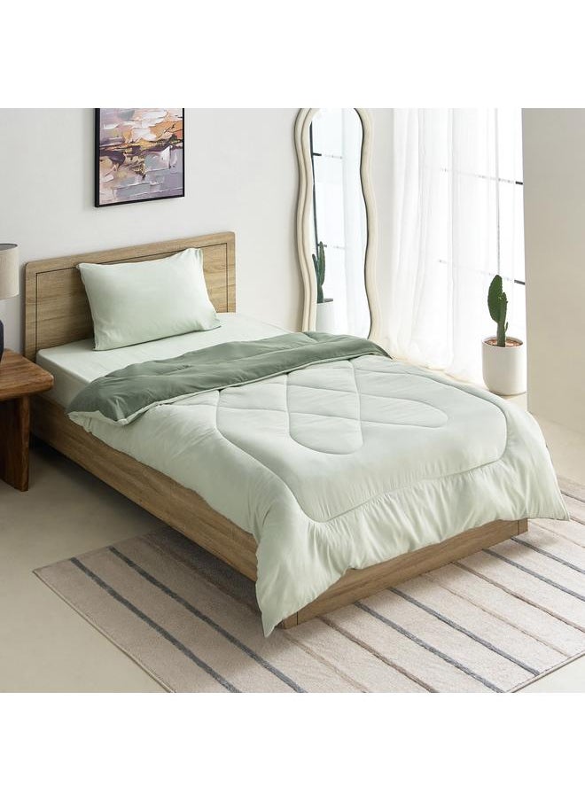 Home Box Derby 2-Piece Reversible Microfiber Single Comforter Set - 135x220 cm  - Image 2