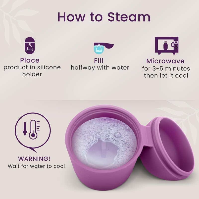ecoblossom كوب الحيض القابل لإعادة الاستخدام من إيكوبلوسوم وحافظة - أكثر أكواب الحيض المصنوعة من السيليكون الطبي موثوقية - يمكن استخدامه بشكل مريح لمدة 12 ساعة (صغير/كبير (عبوة من 2)، كوب رمادي وحافظة) - Image 5