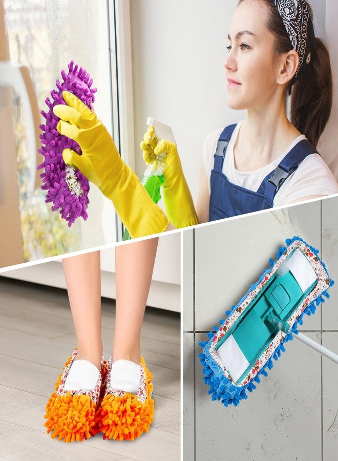 Toulite 10 Pcs 5 Pairs Mop Slippers Shoes for Floor Cleaning Washable Reusable Duster Slippers Microfiber Cleaning Socks for Men Women Sweeper Tools, 5 Colors - Image 5