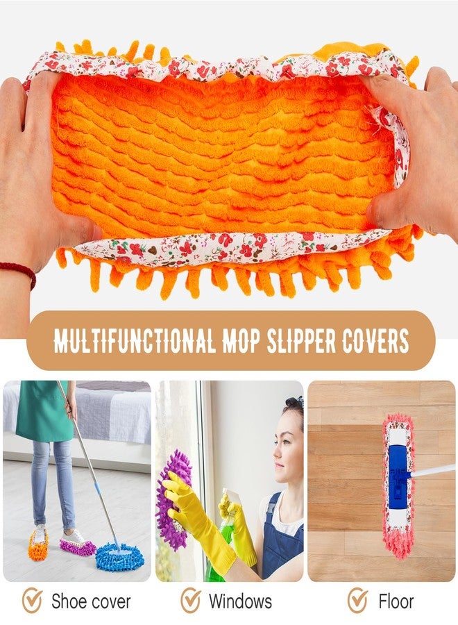 Toulite 10 Pcs 5 Pairs Mop Slippers Shoes for Floor Cleaning Washable Reusable Duster Slippers Microfiber Cleaning Socks for Men Women Sweeper Tools, 5 Colors - Image 4
