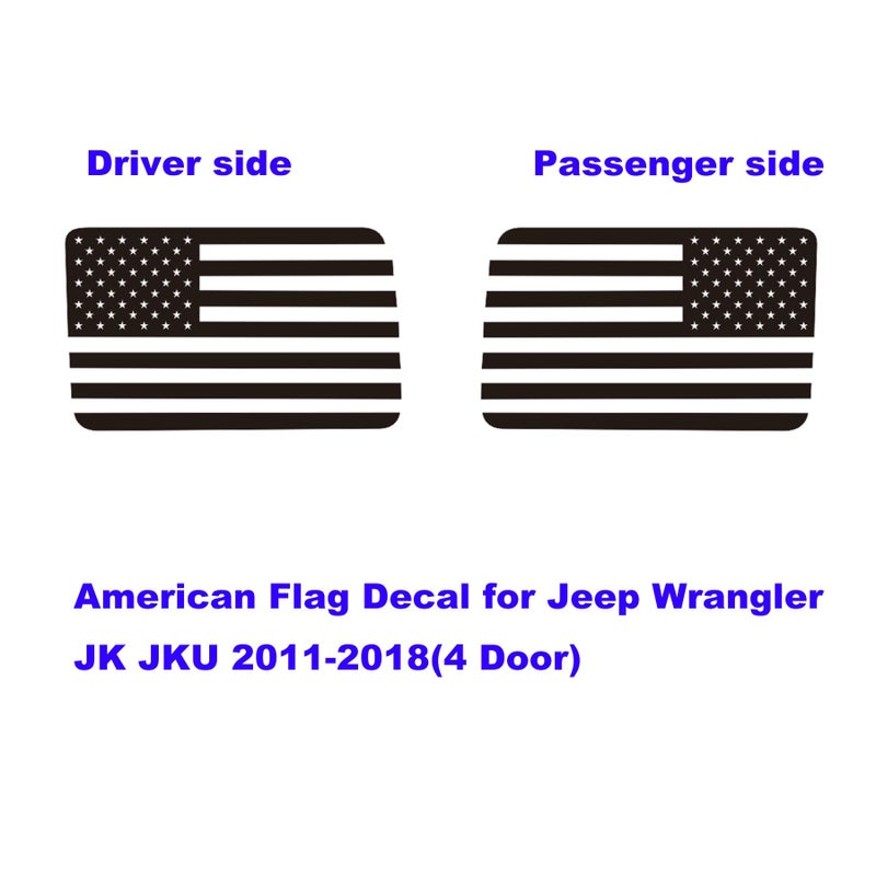 Zxiaochun Rear Window American Flag Decal Fits Jeep Wrangler JK JKU 2011-2015 2016 2017 2018 (4-Door Version), Precut Back Side Window Glass USA Flag Vinyl Sticker Exterior Accessories (Matte Black) - Image 2