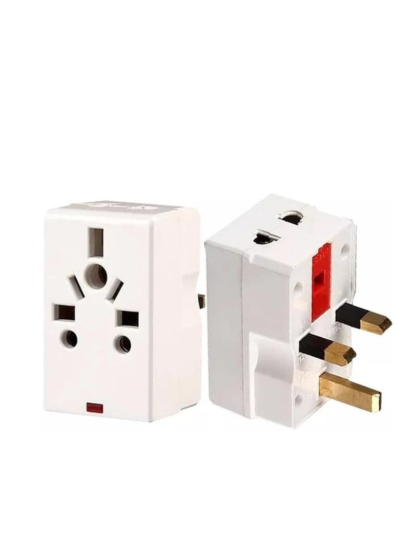 melfi 03 Way Adapter with Square-Pin, Universal Socket with Light and 13A Fuse - 3 Pin Plug Adapter 1PCS. (PACK OF 2) - Image 2