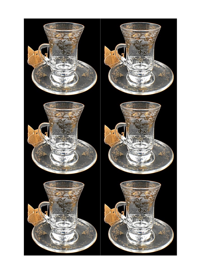 KuduArts Tea cups with saucer glass 6 pieces - Image 1