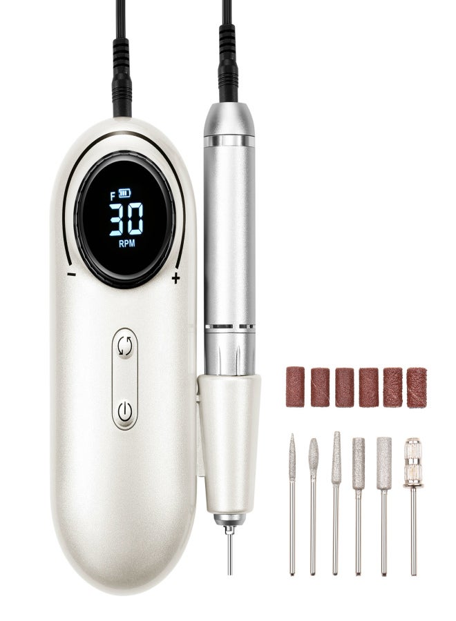 Electric Nail Drill Polish Kit Nail Drill Machine Kit 30000RPM Nail Drill Pen Nail File Manicure Pedicure Tool 6 Drill Bits Sanding Bands for Home Salon Use - Image 1