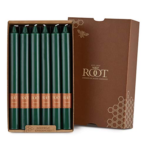 Root Candles 12-Count Unscented Dinner Candles Dripless Beeswax Enhanced Smooth Arista™ Boxed Candle Set, 9-Inch, Dark Green - Image 5