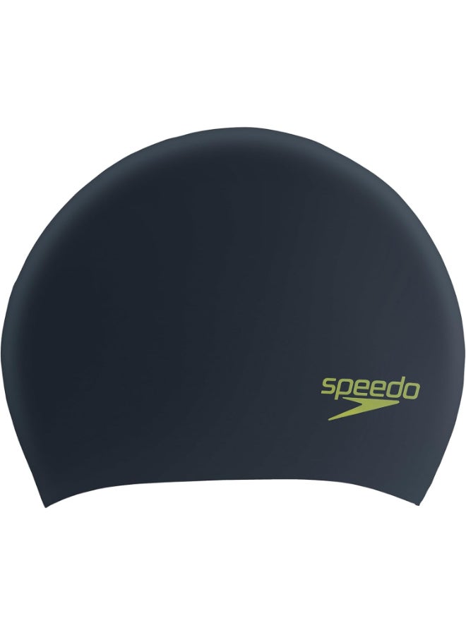 SPEEDO Junior Long Hair Cap Hat, Youth Unisex, Black/Acid Green (Multicoloured), One Size - Image 1