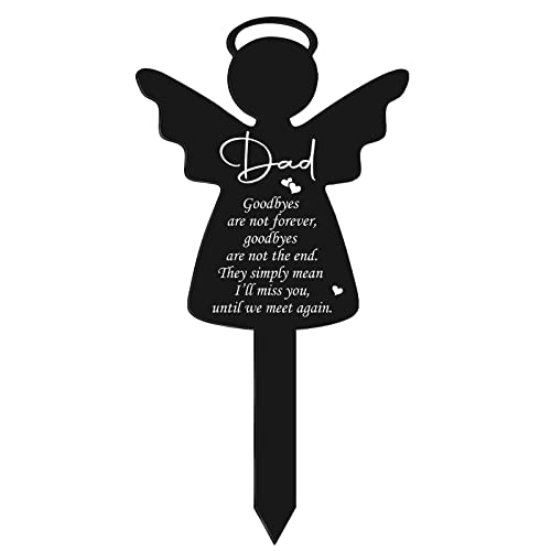 Roowest Dad Memorial Grave Marker Acrylic Angel Garden Stake Waterproof Cemetery Memorial Signs Decoration for Dad Cemetery