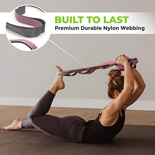 Gradient Fitness Stretching Strap for Physical Therapy, 12 Multi-Loop Stretch Strap 1.5" W x 8' L, Neoprene Handles, Physical Therapy Equipment, Yoga Straps for Stretching, Leg Stretcher, (Pink/Grey) - Image 4