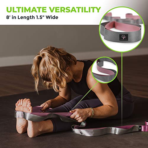 Gradient Fitness Stretching Strap for Physical Therapy, 12 Multi-Loop Stretch Strap 1.5" W x 8' L, Neoprene Handles, Physical Therapy Equipment, Yoga Straps for Stretching, Leg Stretcher, (Pink/Grey) - Image 5