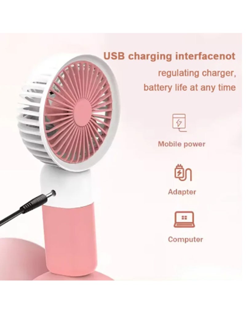 مروحة صغيرة محمولة USB قابلة لإعادة الشحن، مروحة كهربائية صغيرة لطيفة للمدرسة بقدرة 5000 مللي أمبير في الساعة مع حامل هاتف، B399-10 وردي - Image 4