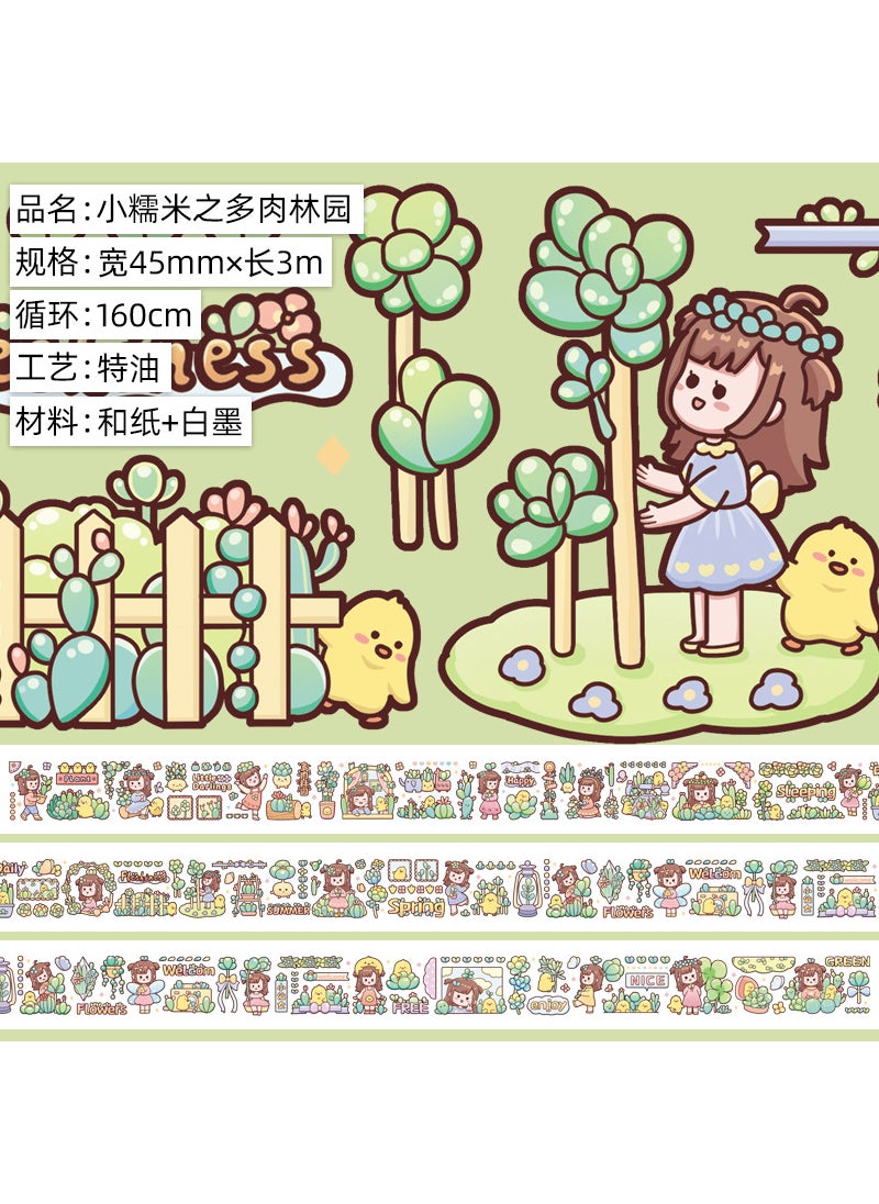 Generic - Cute Cartoon Girl Washi Tape SetSmall glutinous rice with more meat forest garden. And paper. Special oil 3m Small glutinous rice with more meat forest garden. And paper. Special oil 3m - Image 1