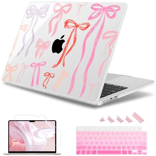 May Chen for M5 MacBook Air 136 Inch Case 2026 2025 20242022 Release M5 A3449 M4 A3240 M3 A3113 M2 A2681 Plastic Hard Shell Case for MacBook Air 136 with Retina Display Bows Girly - Image 1