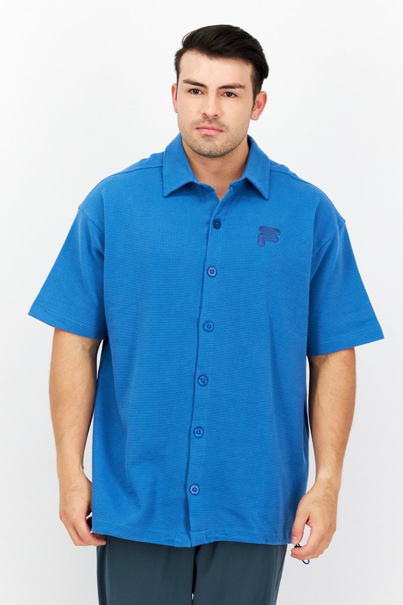 FILA قميص بولو رجالي رياضي قَصير الأكمام في الهواء الطلق، أزرق - Image 1