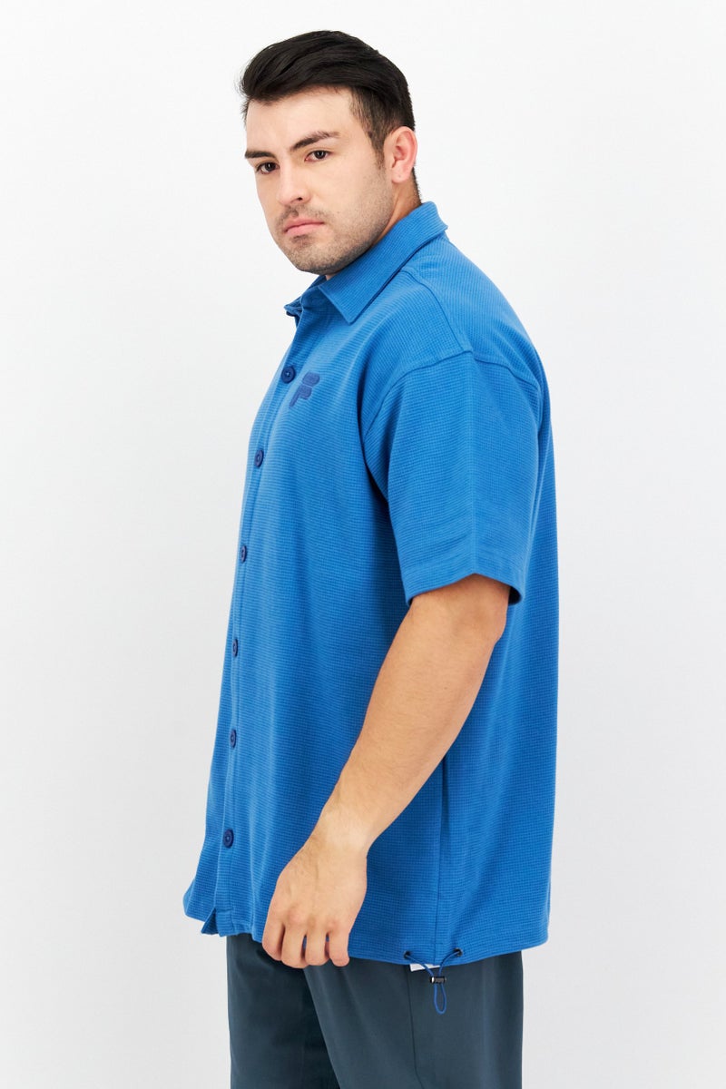 FILA قميص بولو رجالي رياضي قَصير الأكمام في الهواء الطلق، أزرق - Image 2