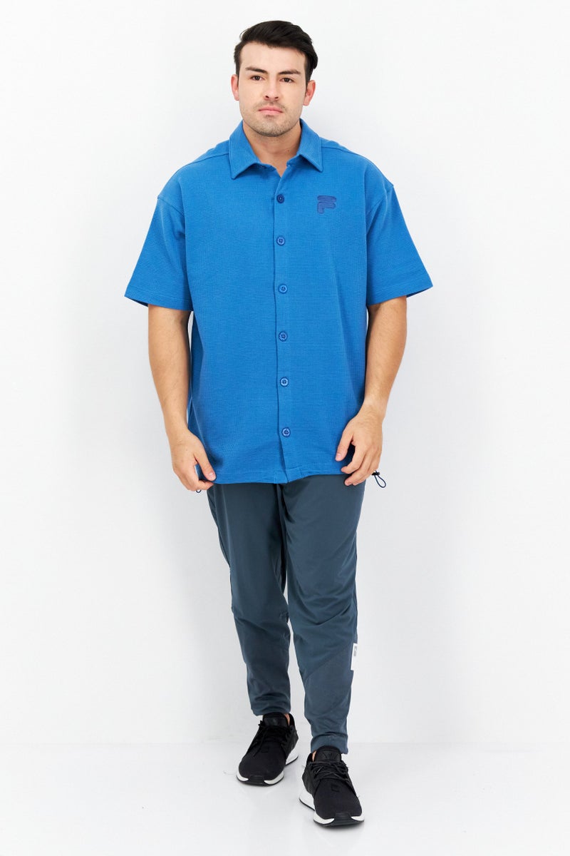 FILA قميص بولو رجالي رياضي قَصير الأكمام في الهواء الطلق، أزرق - Image 4