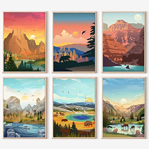 cupmod 6 Packs Paint by Number for Adults Beginners,National Park Painting by Number Kits on Canvas Without Frame,Lanscape Craft Arts for Home Wall Decor - Image 1