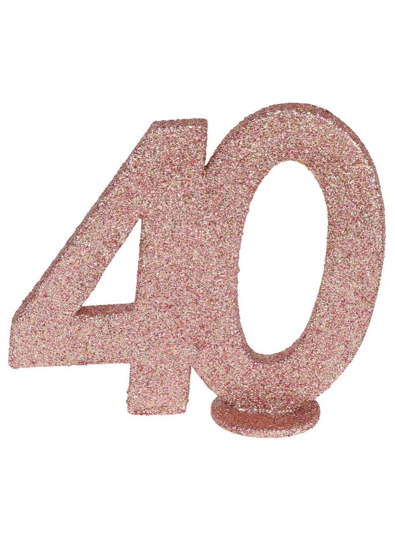 زينة عيد ميلاد بمناسبة مرور 40 عامًا باللون الذهبي الوردي 10×11 سم