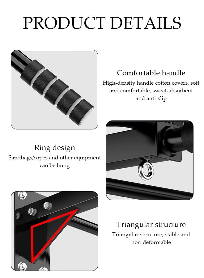 DUNISO Pull Up Bars，Wall Mounted Pull Up Bar， Premium Multi Grip Chin Up Bar，Strength Training Equipment，Body Workout For Home Gym Exercise Equipment，Drilling Installation，Black - Image 3