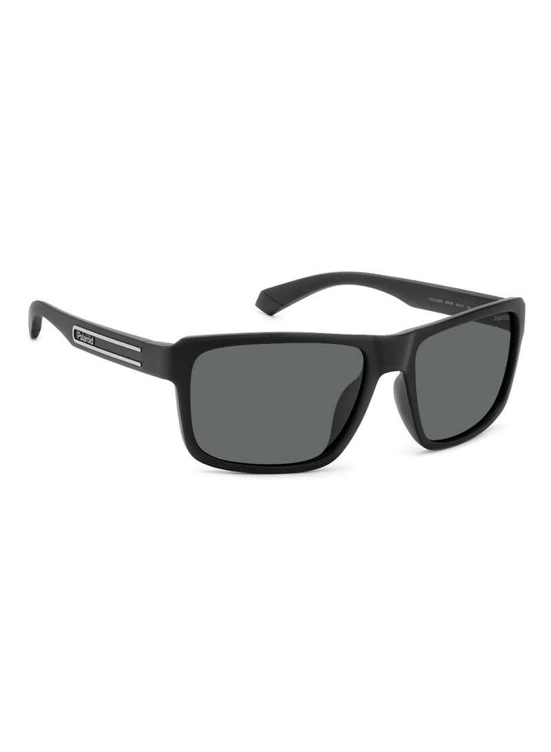 Polaroid Men's Polarized Rectangular Shape  Sunglasses PLD 2158/S GREY 42 - Lens Size: 42.4 Mm - Black - Image 2