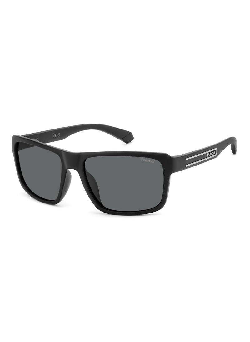 Polaroid Men's Polarized Rectangular Shape  Sunglasses PLD 2158/S GREY 42 - Lens Size: 42.4 Mm - Black - Image 1