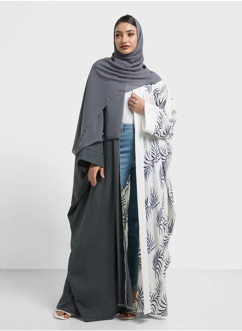 hayas closet Two colored Abaya with Embroidery design