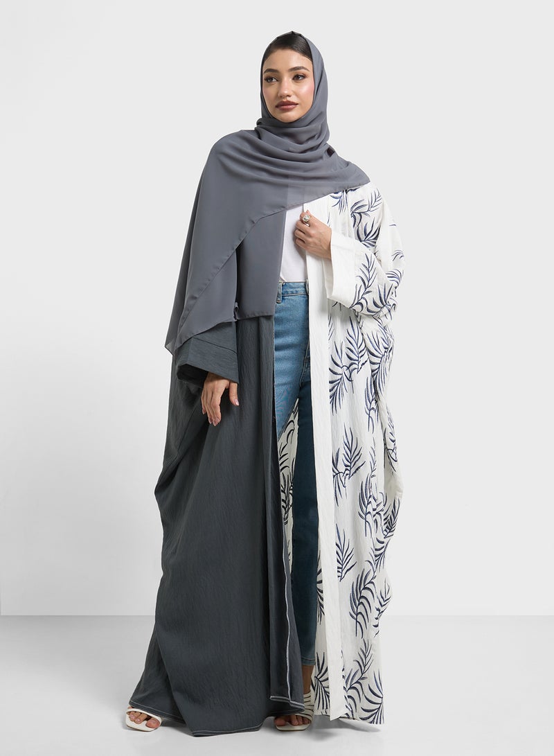 hayas closet Two colored Abaya with Embroidery design  - Image 1