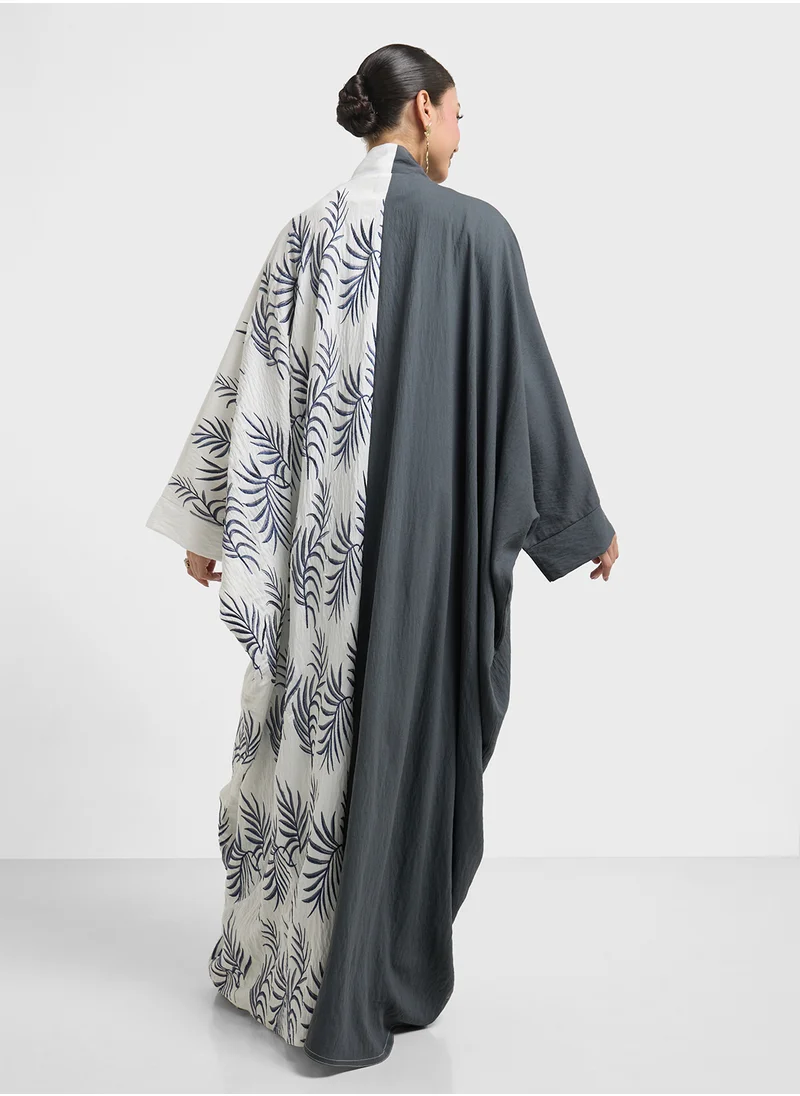 hayas closet Two colored Abaya with Embroidery design