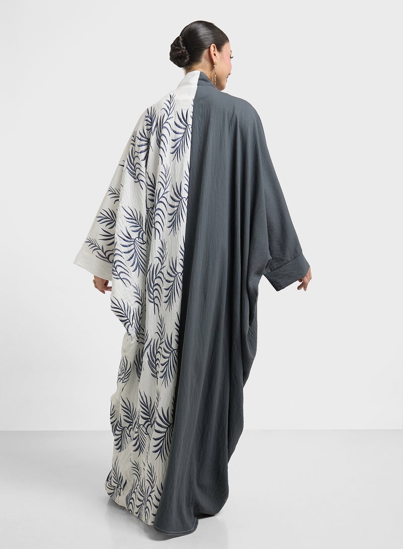 hayas closet Two colored Abaya with Embroidery design  - Image 2