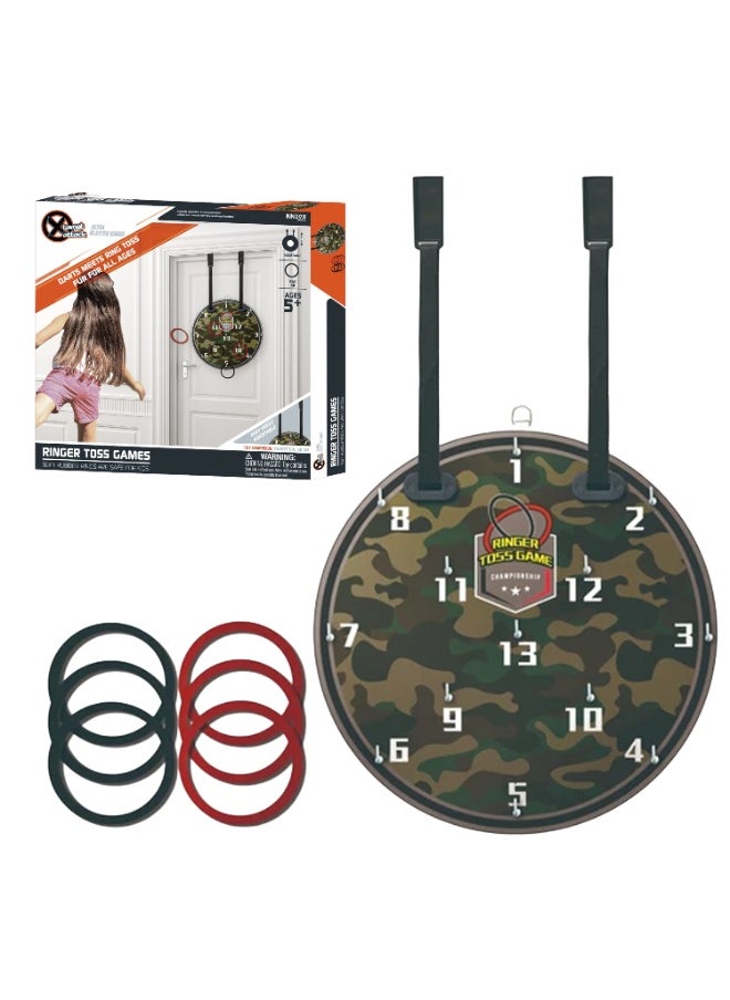 graffic Giraffe Graffic Giraffe Hanging Hook Ring Toss Target Game | Adjustable Throw Ring Board | 6 Soft Rubber Rings | Wall Games for Indoor & Outdoor Family Fun | Perfect for Parties | Perfect Gift for Toys  - Image 1