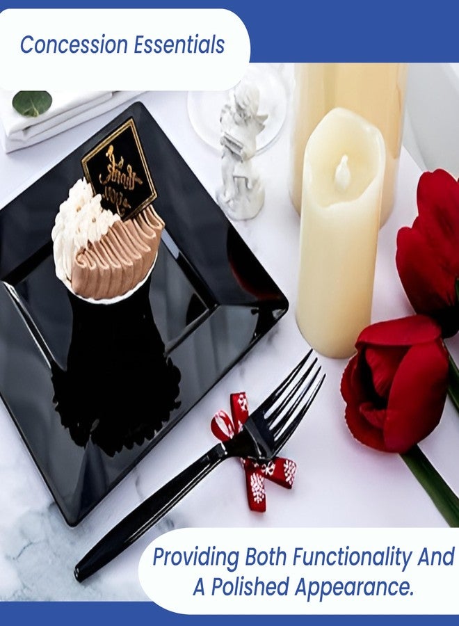 Concession Essentials 7.25" Heavy Weight Plastic Black Forks/Individually Wrapped- Pack of 1000ct - Image 5