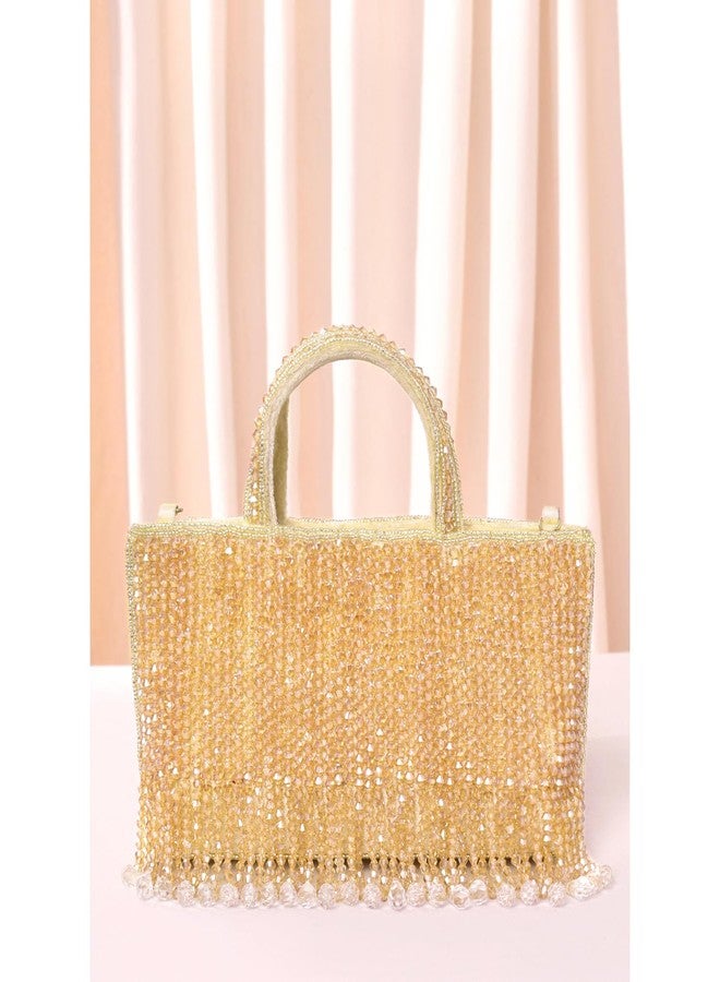 Peora Cream Beads Clutch Purse for Women Girls Fancy Handmade Ethnic Handbag Bridal Clutch - Image 2