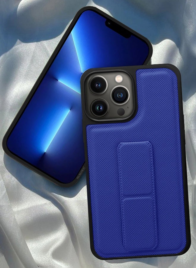 CATANES Shockproof Case with Integrated Hand Strap for iPhone 13 Pro Max - Foldable Kickstand and Anti-Drop Protection for Secure Grip and Hands-Free Viewing - Blue - Image 3