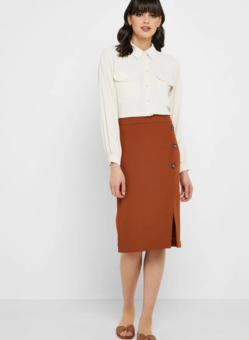 KOTON Button Detail Pencil Skirt