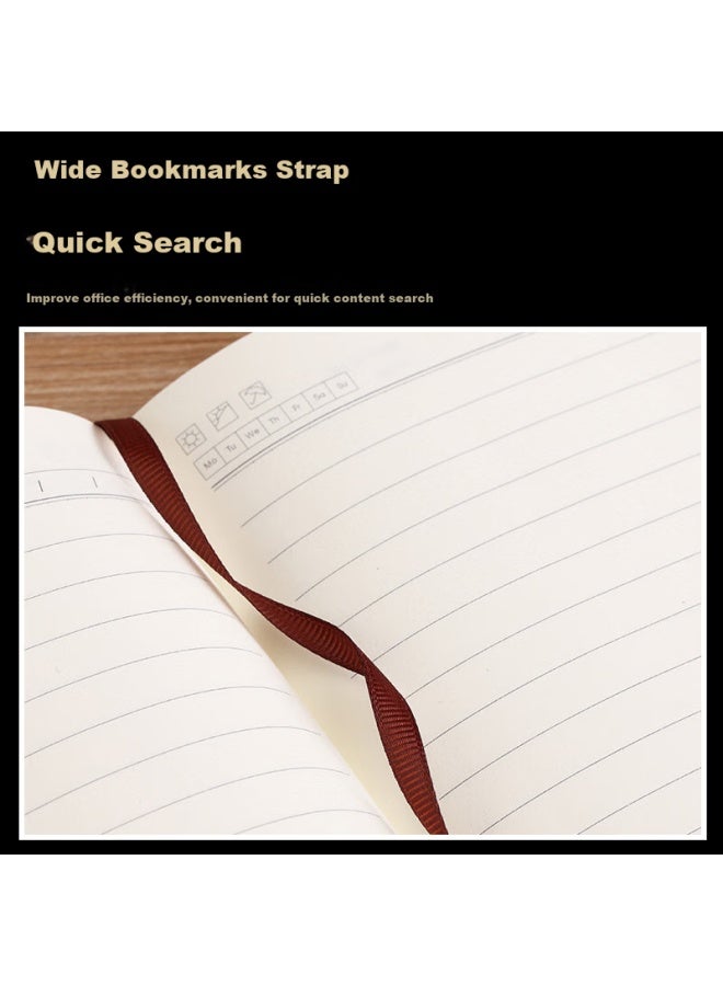 elifo Yilifeng Customizable A5 Faux Leather Notebook Journal Thickened Notepad Stationery For Students Diary Adult Office Business Meeting Record Book Sheepskin Brown 1 Piece - Image 5