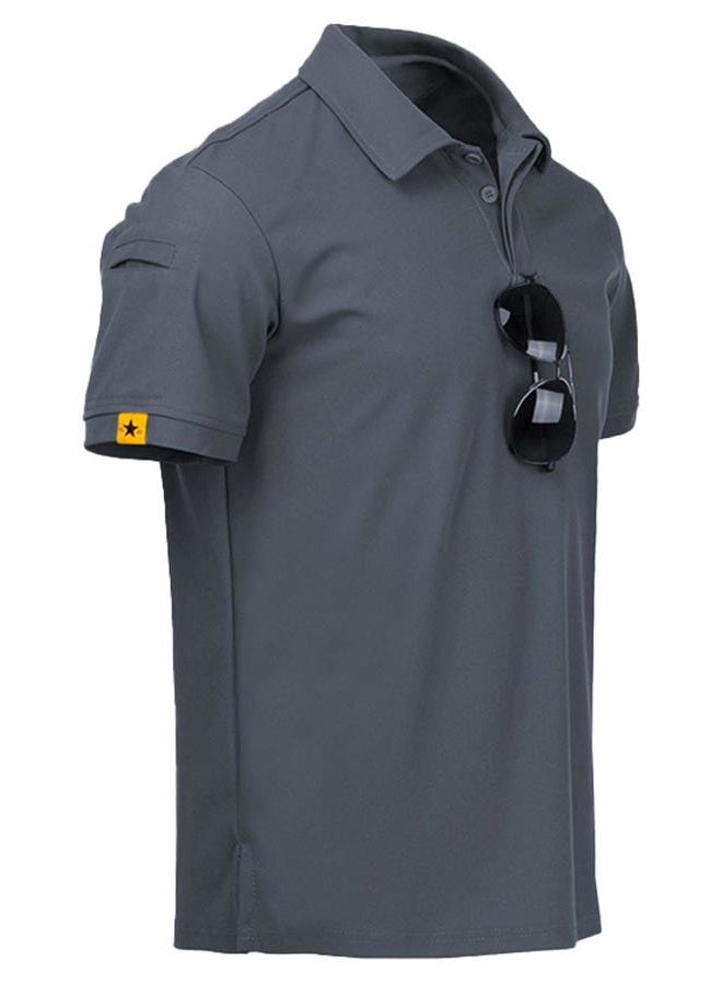 ZITY Mens Polo Shirt Short Sleeve Sports Golf Tennis T-Shirt, Gray, XL - Image 1