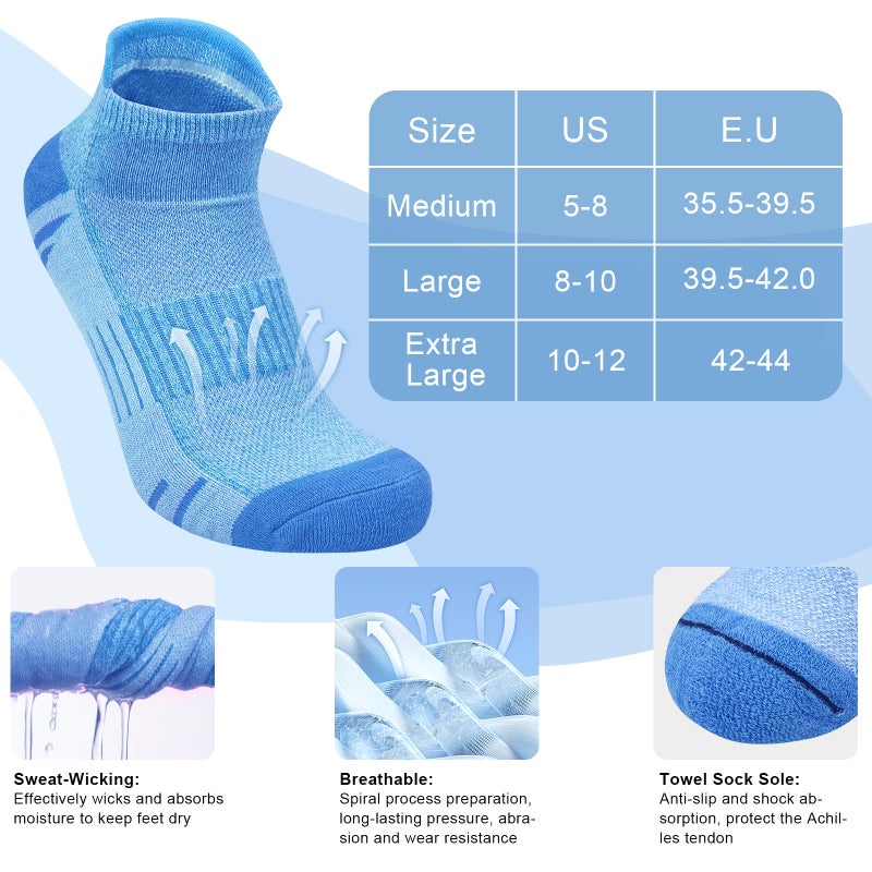 YSense Ankle Socks for Women 5 Pairs, Running Low Cut Tab No Show Athletic Stocking Womens Cushioned Thick Cotton Casual Socks for Hiking Workout - Image 5